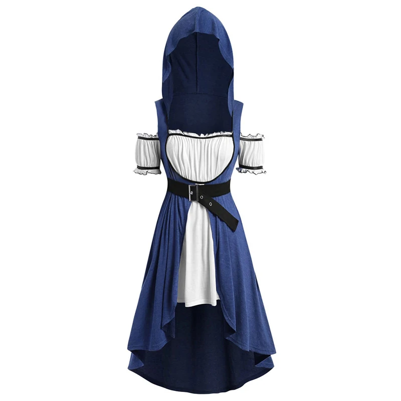 

Women Ladies Party Dress Club Wear Casual Loose New Fashion Punk Gothic Mediaeval Hooded Belt Rockabilly Dress