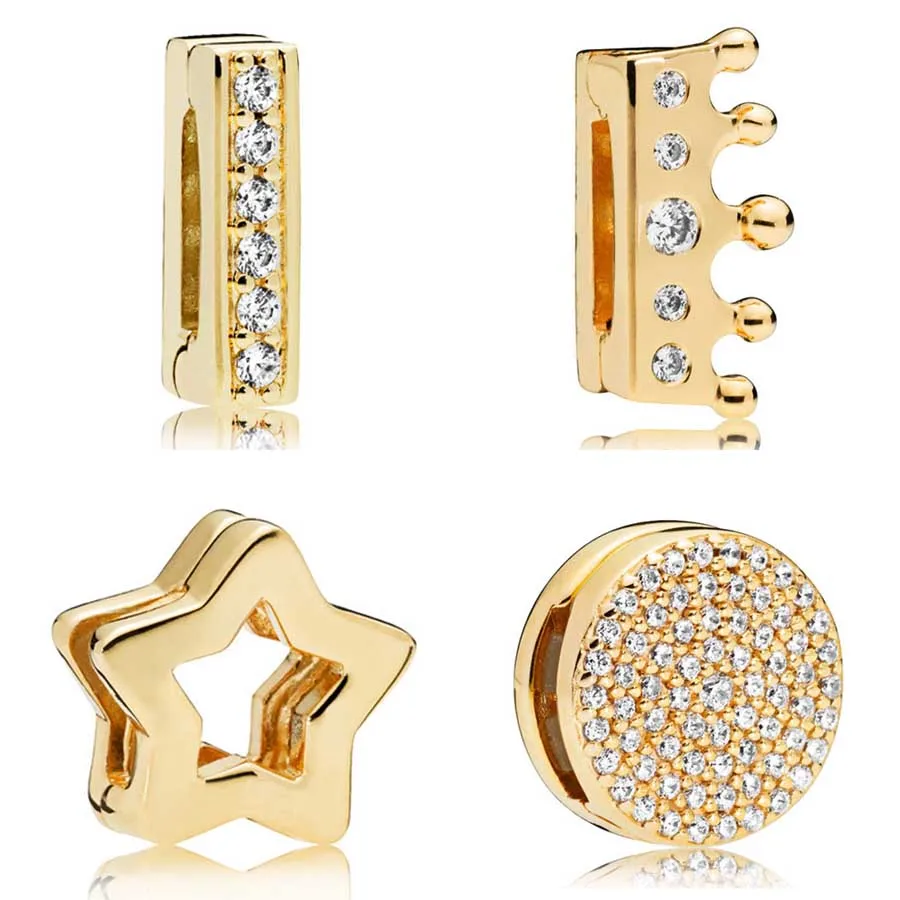 

Shine Reflexions Dazzling Elegance Timeless Sparkle Crown Star Clip Charm Fit Pandora Bracelet 925 Sterling Silver Charm Jewelry