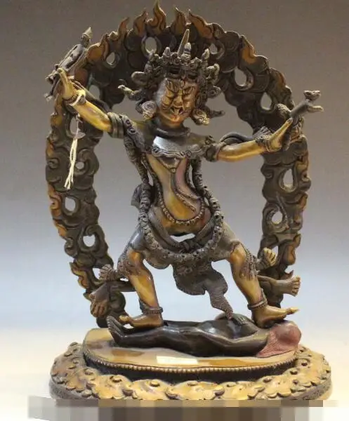 

S5215 9" Tibet Pure Bronze 24K Gold stand Dakini Vajrayogini Vajravarahi Buddha Statue