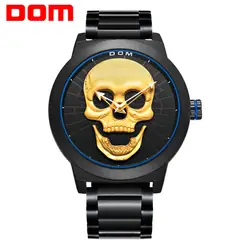 Мужские часы DOM brand Cool Bone waterproof нержавеющая сталь Ремешок Черный Череп Стиль Мода кварцевые мужские креативные часы M-1231