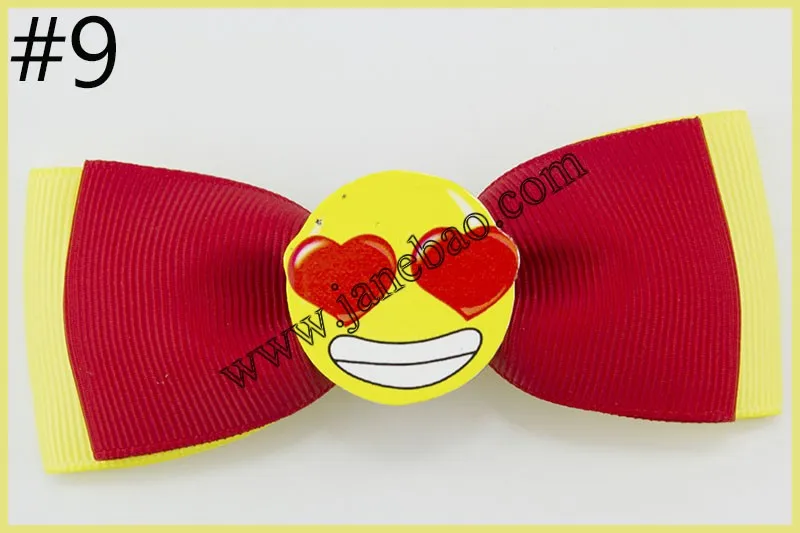 

free shipping 50pcs 4.5" Emoji Hair Bow, Girl Hair Bows, Handmade Boutique Bow, Emoji Birthday