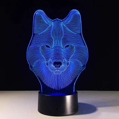 

Animal Wolf Decor 3D Lamp Led Nightlights Colorful Wolf Design Table Lamp Teen Wolf Illusion Lights Bedroom Modern Decor
