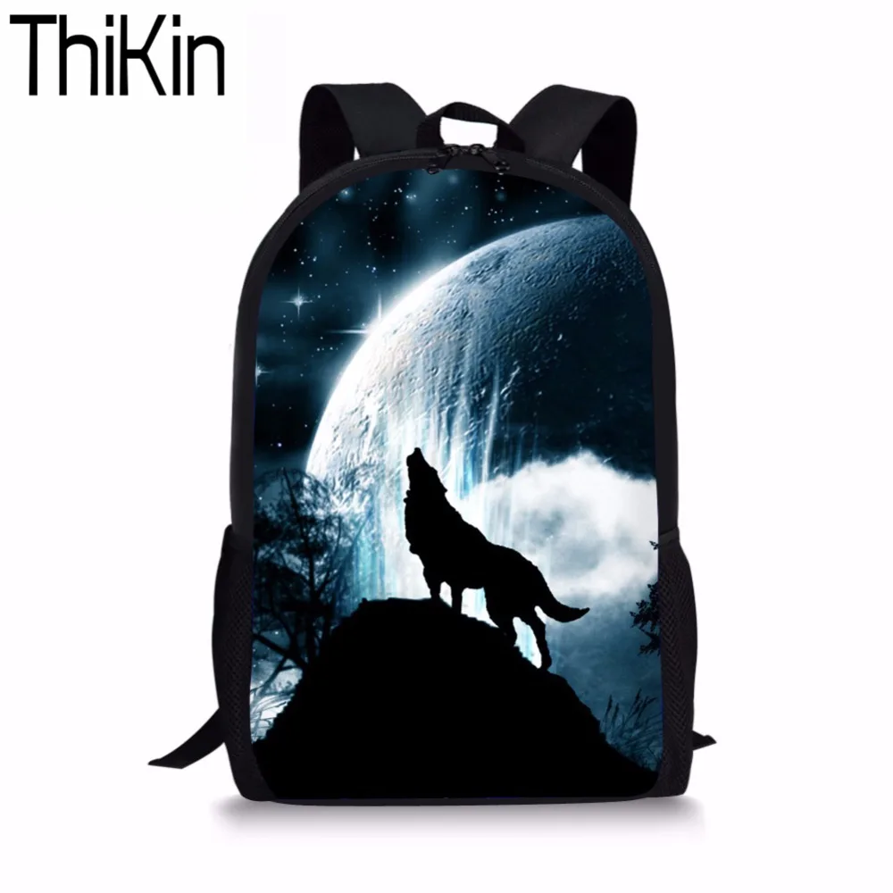 THIKIN Children Backpack 3D Wolf Printed Backpacks Boys Girls School Bags Famous Brand Kids Schoolbags Daily Bagpack Mochila 