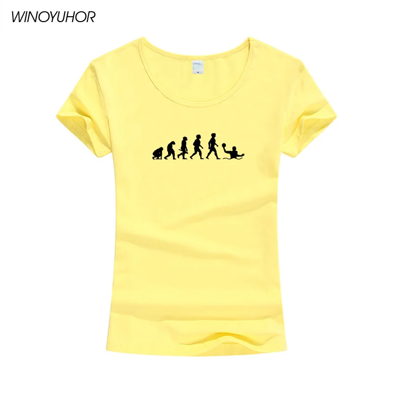 Эволюция водное поло мяч Плеер Футболка Для женщин Летняя мода короткий рукав с О-образным вырезом Футболка Веселая леди Топы для девочек; футболки Camiseta - Цвет: Yellow