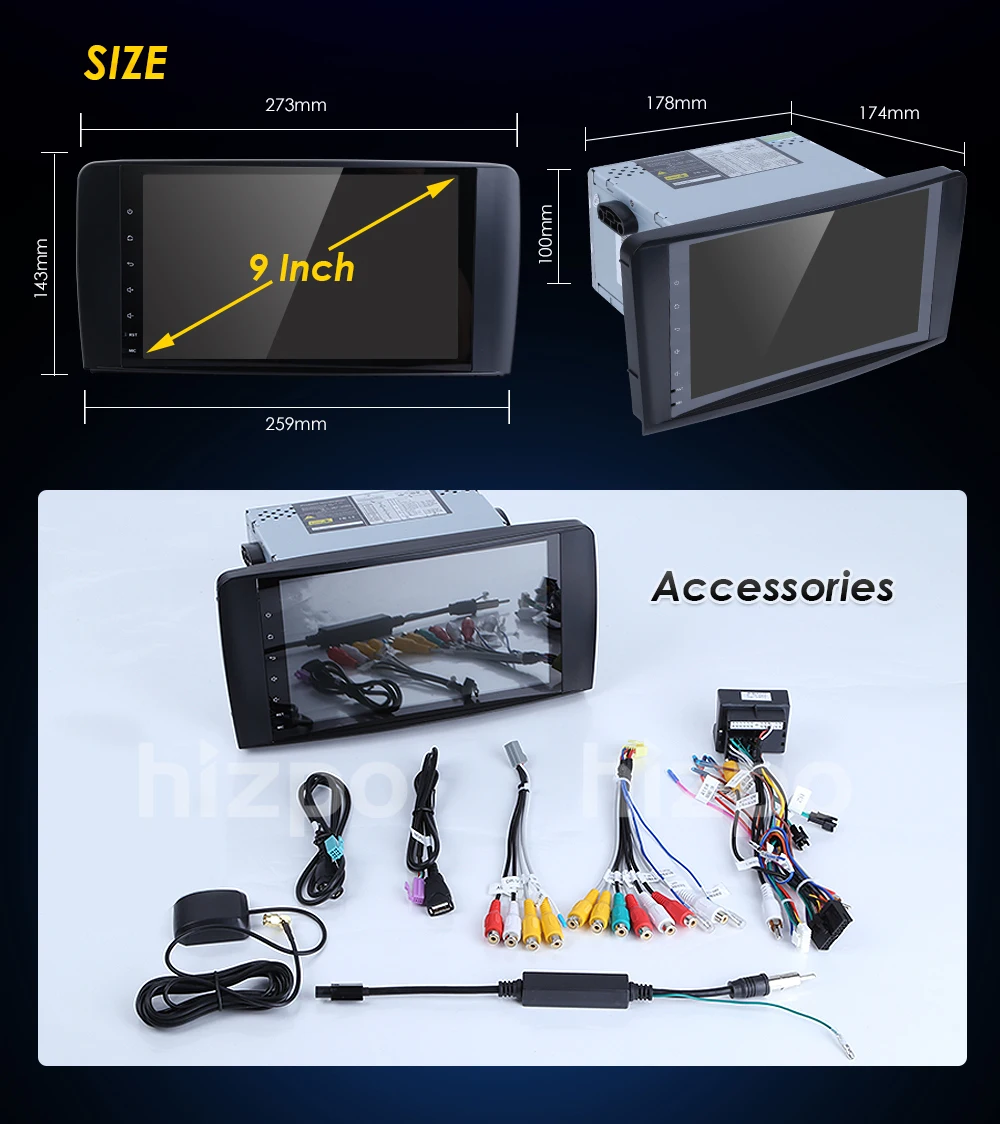 Sale Hizpo AutoRadio 2 din Android 8.0 For Mercedes ML W164 GL X164 Multimedia Class ML350 ML500 GL320 Stereo Qcta Core USB Wifi 4GB 5