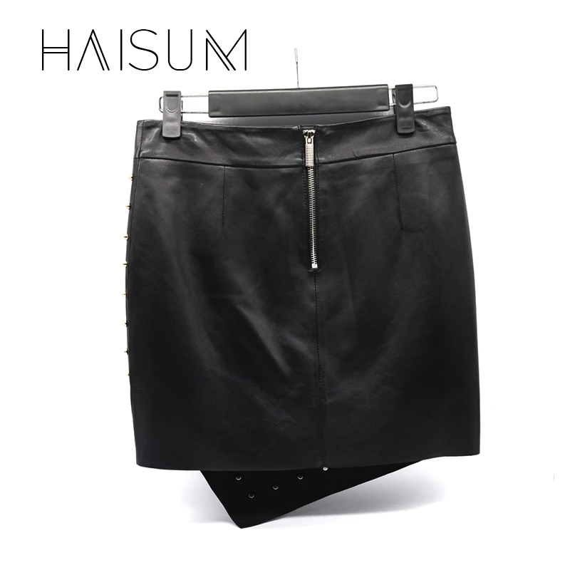 Женские мини юбки Haisum короткие кожаные с заклепками 2018|leather skirt women|leather skirtskirts womens |