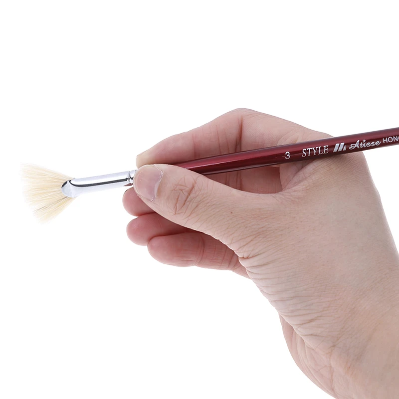 1pc/1set Red Pen Holder Paint Brush Different Size Fan Brushes Watercolor/Oil Painting Gouache Drawing School Office Supply