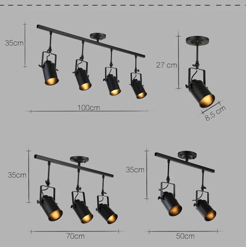 DX Винтаж Лофт потолочный светильник 1/2/3/4 глав Творческий к трековой лампе ткани магазин кофе бар светильник одежда ТВ бар фон лампа