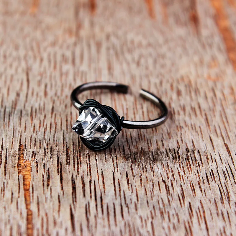 

LKO New Arrive Fashion Simplicity Handmade ring for women jewelry Retro Natural stone Multi Winding women gift