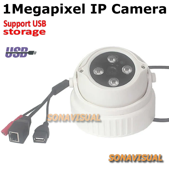 1280x720 1/4'' CMOS USB IP Camera 1.0MP IP Camera 720P Color Image H.264 ONVIF/P2P Motion Detect