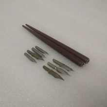 Антикварный деревянный готический обмакнуть перо набор с 2 ручки 7 перья рукописного ввода каллиграфия медной Pen Set Мультфильм перо набор