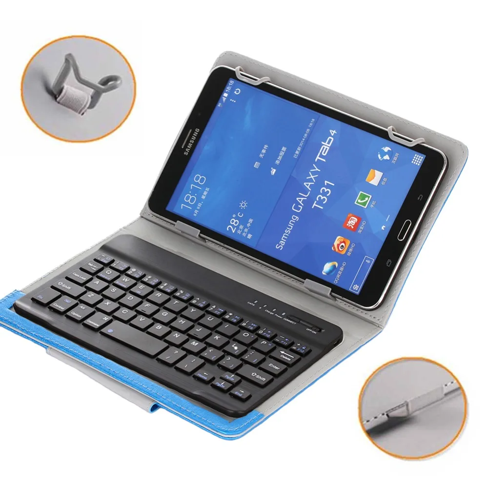 

7" Universal Wireless Bluetooth Keyboard Folio PU Leather Stand Case For 7 inch Tablet PC For Amazon Fire 7 Samsung Tab A 7.0