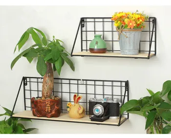

1PC Wooden Iron Wall Shelf Wall Mounted Storage Rack Organization For Bedroom Kitchen Home Decor Kid Room DIY Wall Rack JL 209