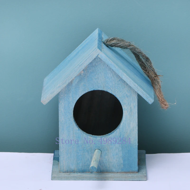 Птица в гнезде дом коробка для разведения открытый деревянный сад украшения аксессуары дом Ручной Работы Открытый подвесные украшения