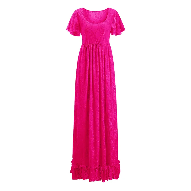 Новое Белое розовое платье для беременных; Материнство; фотосессия для беременных женщин; элегантное кружевное вечернее платье Vestidos; вечерние платья - Цвет: Розово-красный