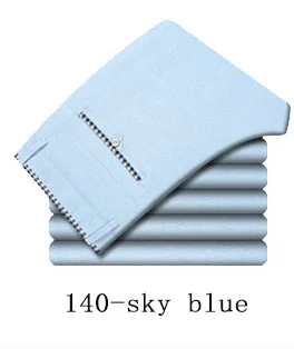 HCXY летние тонкие льняные мужские брюки, мужские коммерческие Свободные повседневные деловые брюки, Мужская одежда, прямые мужские брюки, размер 40 - Цвет: K140-Sky blue