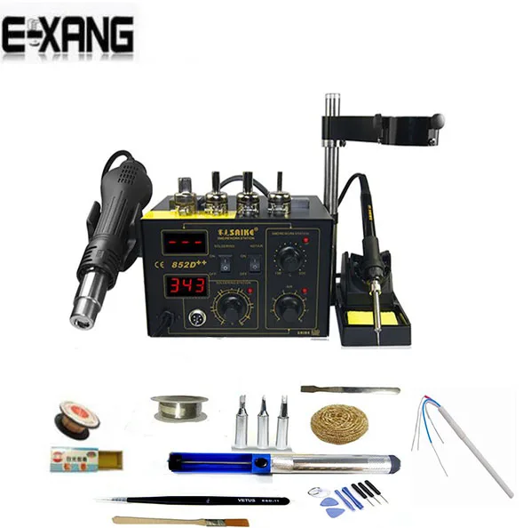 

NEW Saike 852D++ Hot Air Rework Station soldering station BGA De-Soldering 2 in 1 with Supply air gun rack with many gifts