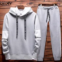 OLOEY 2 piece casual tracksuit men set hoodie sweatshirt track pants jogging mens sweat suits streetwear joggers male sport suit