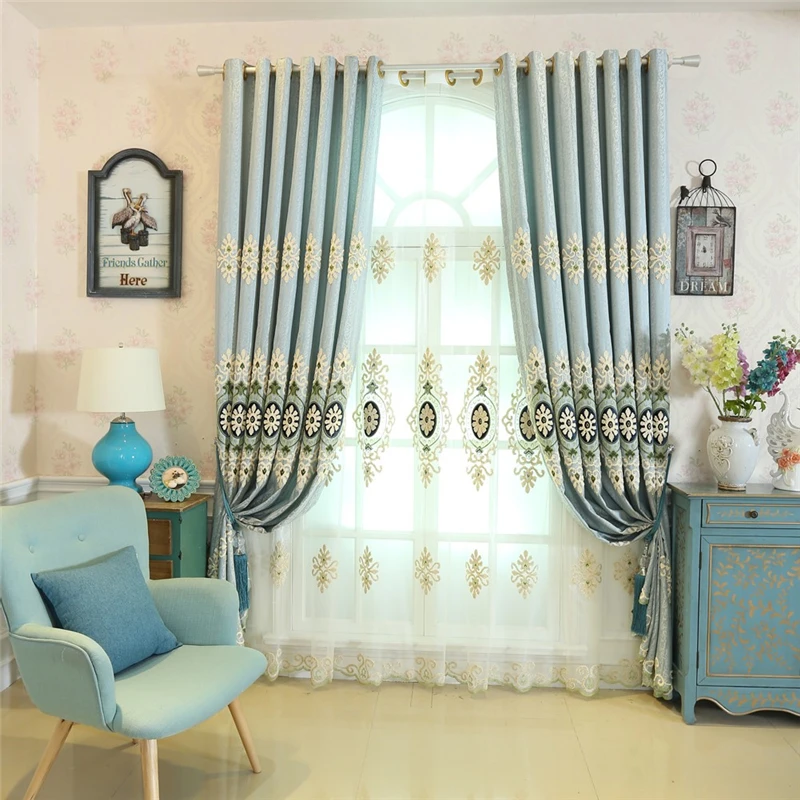 2018 популярные европейские современные королевские шторы с вышивкой для гостиной