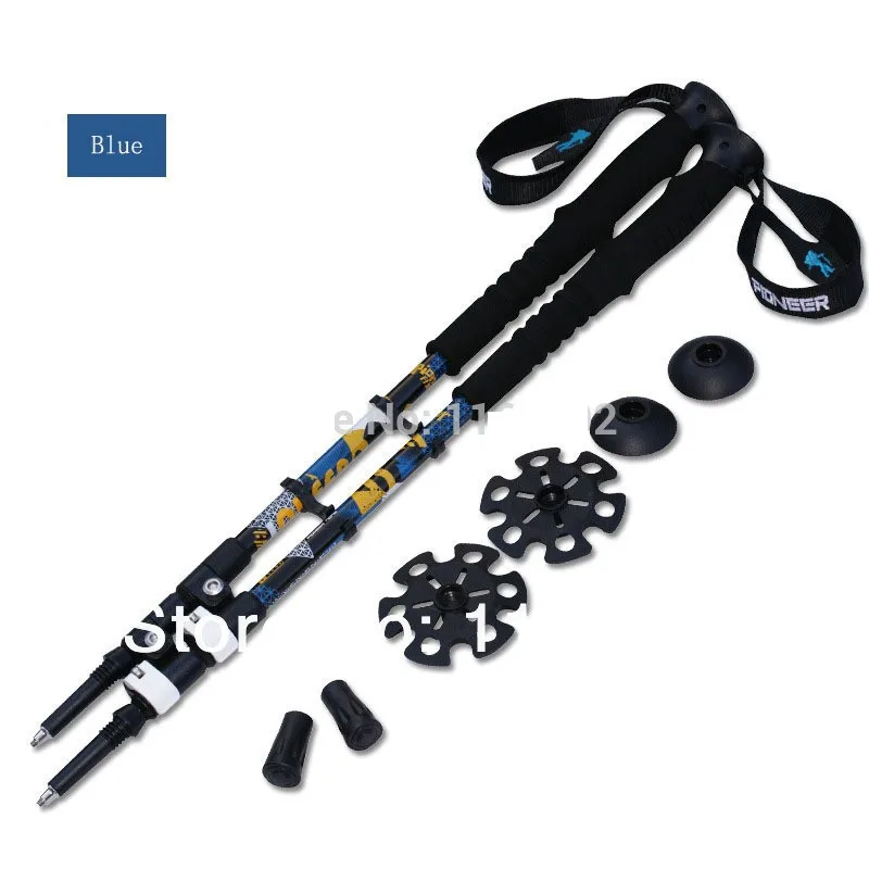 Externo de Fibra de Carbono de Alumínio de Esqui Frete Grátis Lote Caminhada Telescópio Vara Nórdica Bengala Trekking Pole Bloqueio Acampamento 2 Pçs - 20 Cheap Bengalas