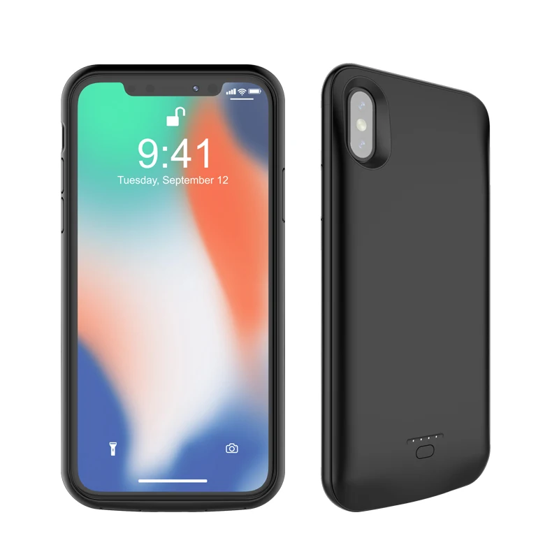 Koop Ondersteuning headset Externe Power bank Pack backup battery Charger Case Voor iphone X 2017 Voor iphone Xs 2018 Audio input Cover