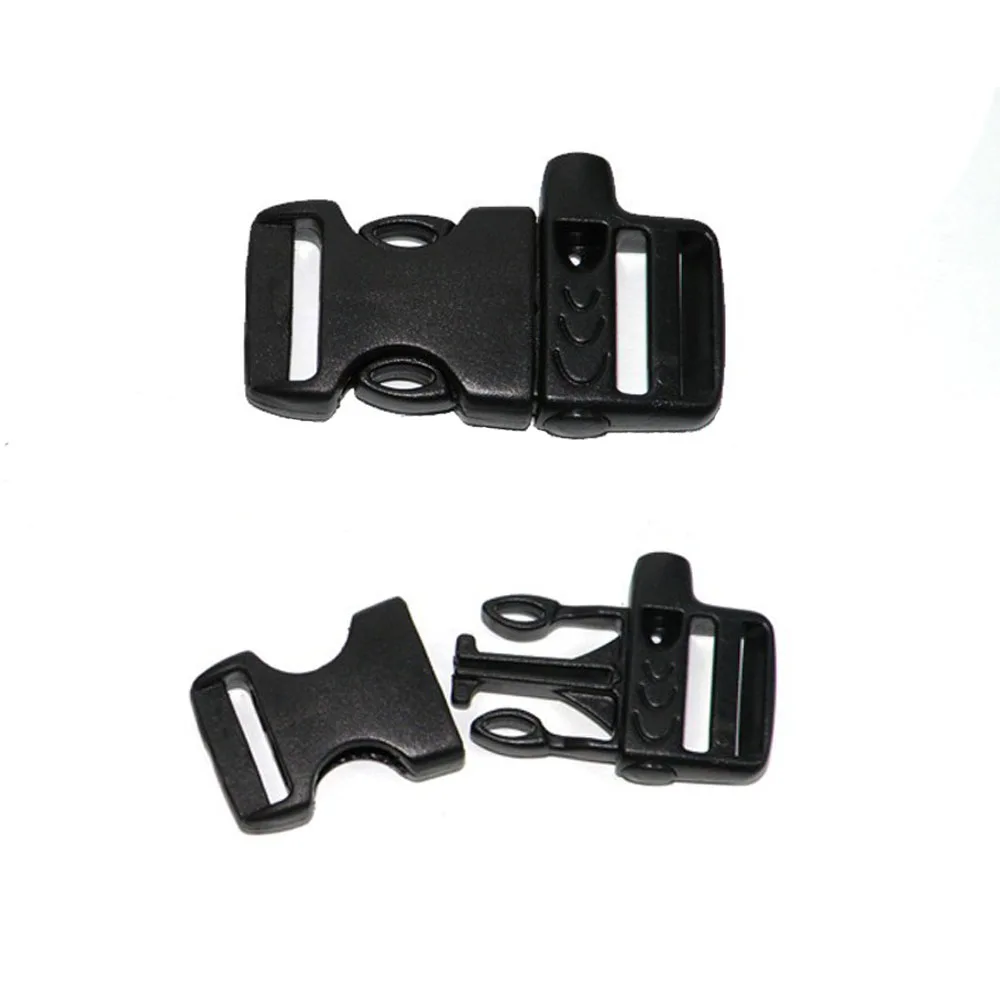20 pcs Black Quick Release Plastic Whistle Buckle Strap Buckles For