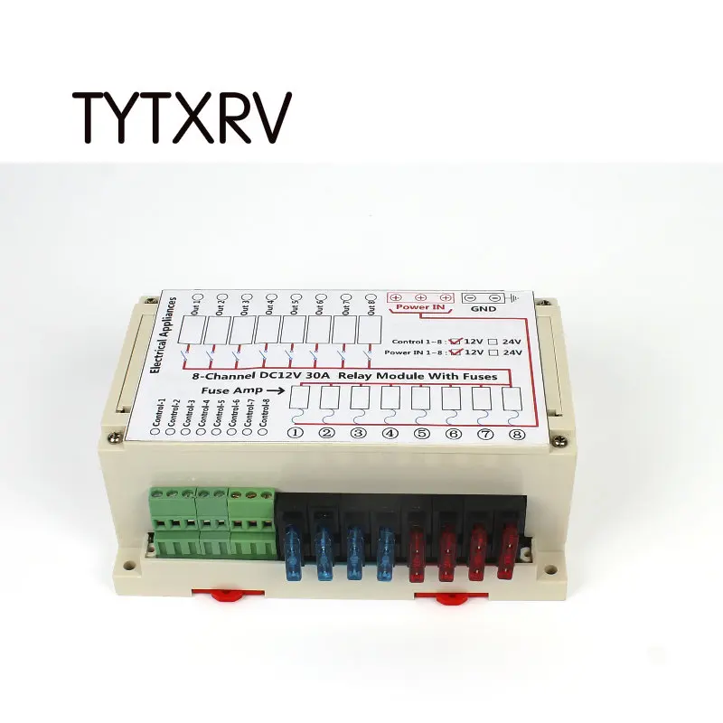TYTXRV 8 канальный DC 12 В 30 А релейный модуль с предохранителями патент караван