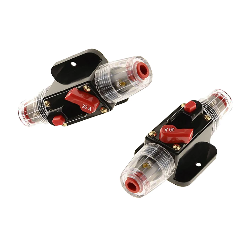 2 Pieces 20A 12V DC Solar System Waterproof Circuit Breaker Fuse Holder Automatic Self Reset Switch Overload Protection