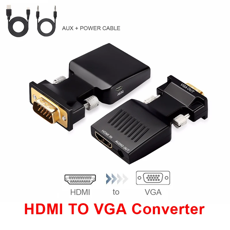 QGeeM преобразователь из VGA в HDMI с аудио Full HD VGA в HDMI адаптер с видео выходом 1080P HD для ПК ноутбука HDMI toVGA - Цвет: HDMI TO VGA ABS