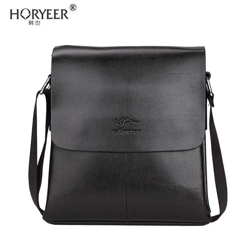 HORYEER kangaroo vertical leather bag men messenger commercial men's