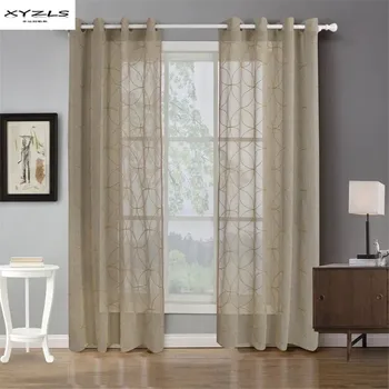 

XYZLS Embroidered Tulle Curtains for Living Room Modern Geometric Sheer Curtains for Bedroom Kitchen Window Curtain Drapes 1PC