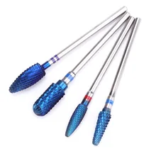 Kemei синий карбид вольфрама для заусенец Нано покрытие ногтей сверло металлические биты для Электрический маникюр ногтей сверла аксессуары