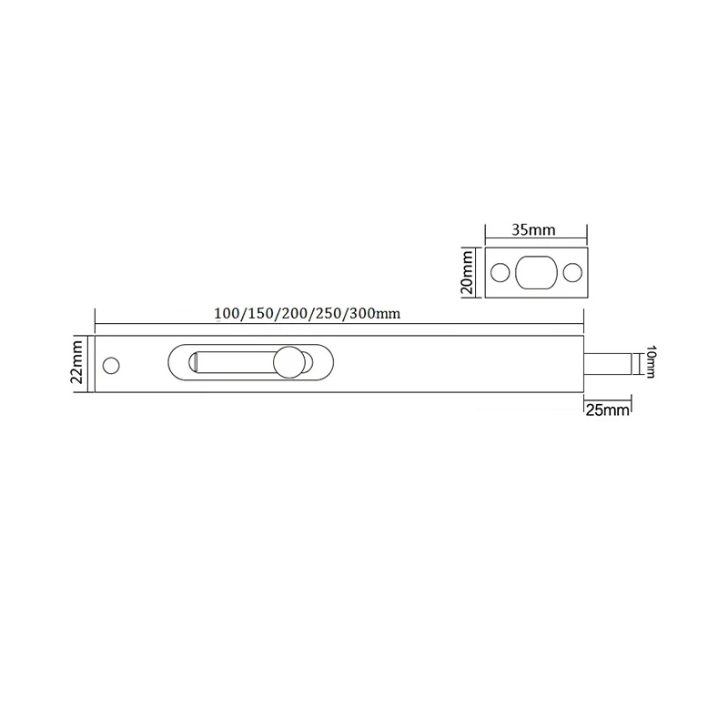 2 шт "-12"(10-30 см) Встроенный заподлицо болт дверной защелки заподлицо Скользящий замок