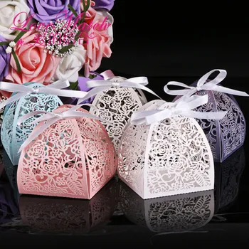 

50Pcs Laser Cut Flower Wedding Candy Box Wedding Gift For Guest Wedding Favors And Gifts Christmas and Birthday Party Decoration