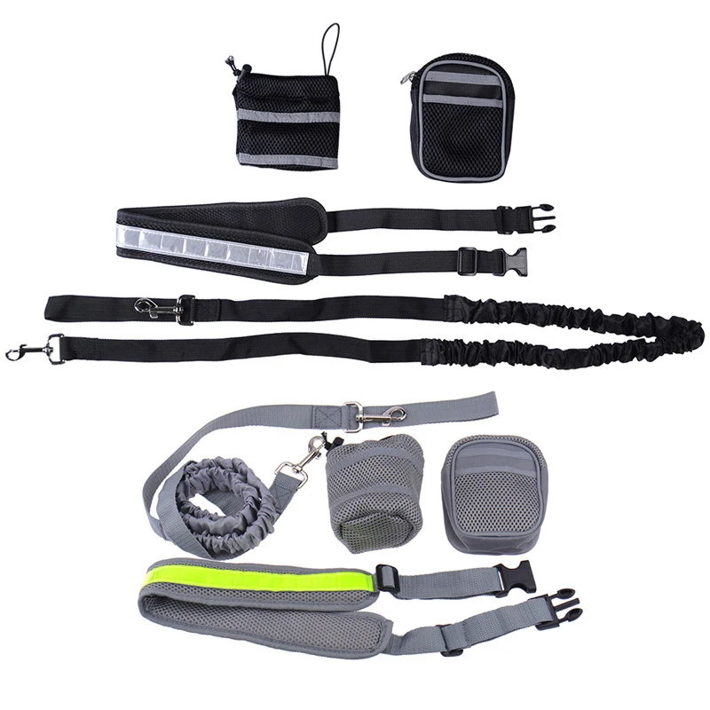 

Elastic belt Running dog leash lead sports jogging walking pet collar rope hand free waist dog leash set .