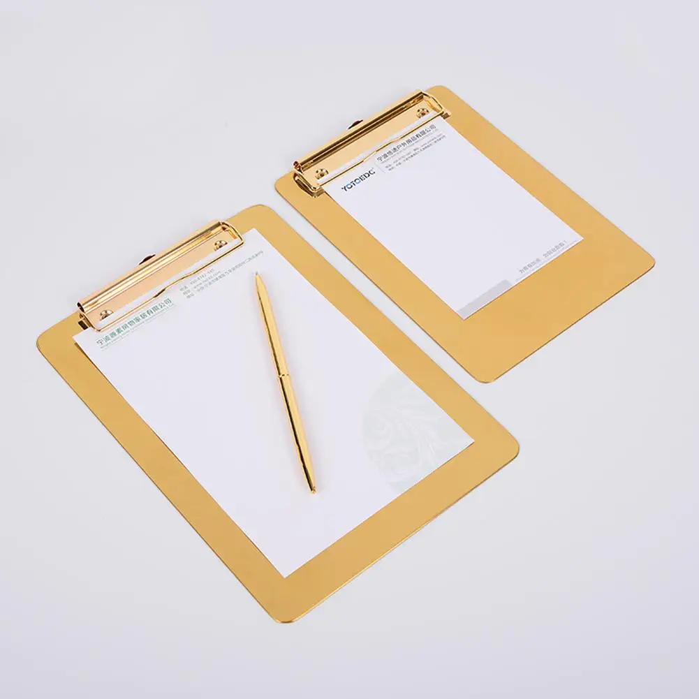 

Gold Color Stainless Steel Menu File Holder Board for Writing