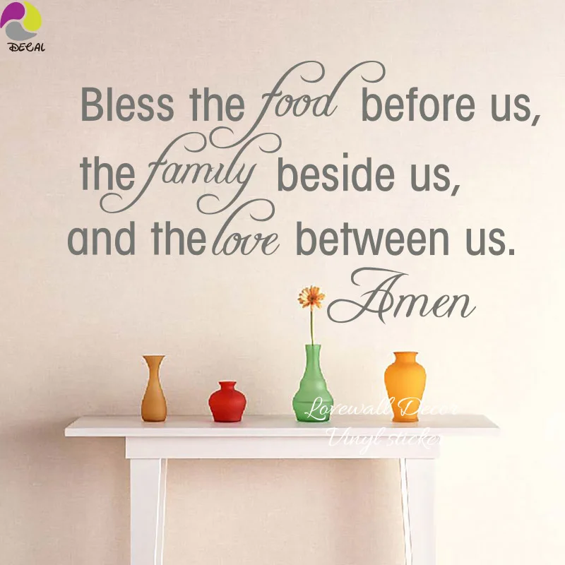Bless the food before Us the family Vinyl Wall Decal Stickers Decor Letters