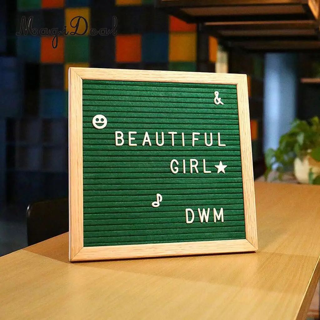 Felt Letter Board 10x10inches Changeable Letter Boards With 340 White Plastic Letters & Wood Frame Wall Mount, Free Canvas Bag