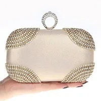 Tassel Rhinestone Finger Ring Evening Bags Diamonds Wedding Handbags Women Day Clutch Mini Purse Bag With Chain Mixed Color