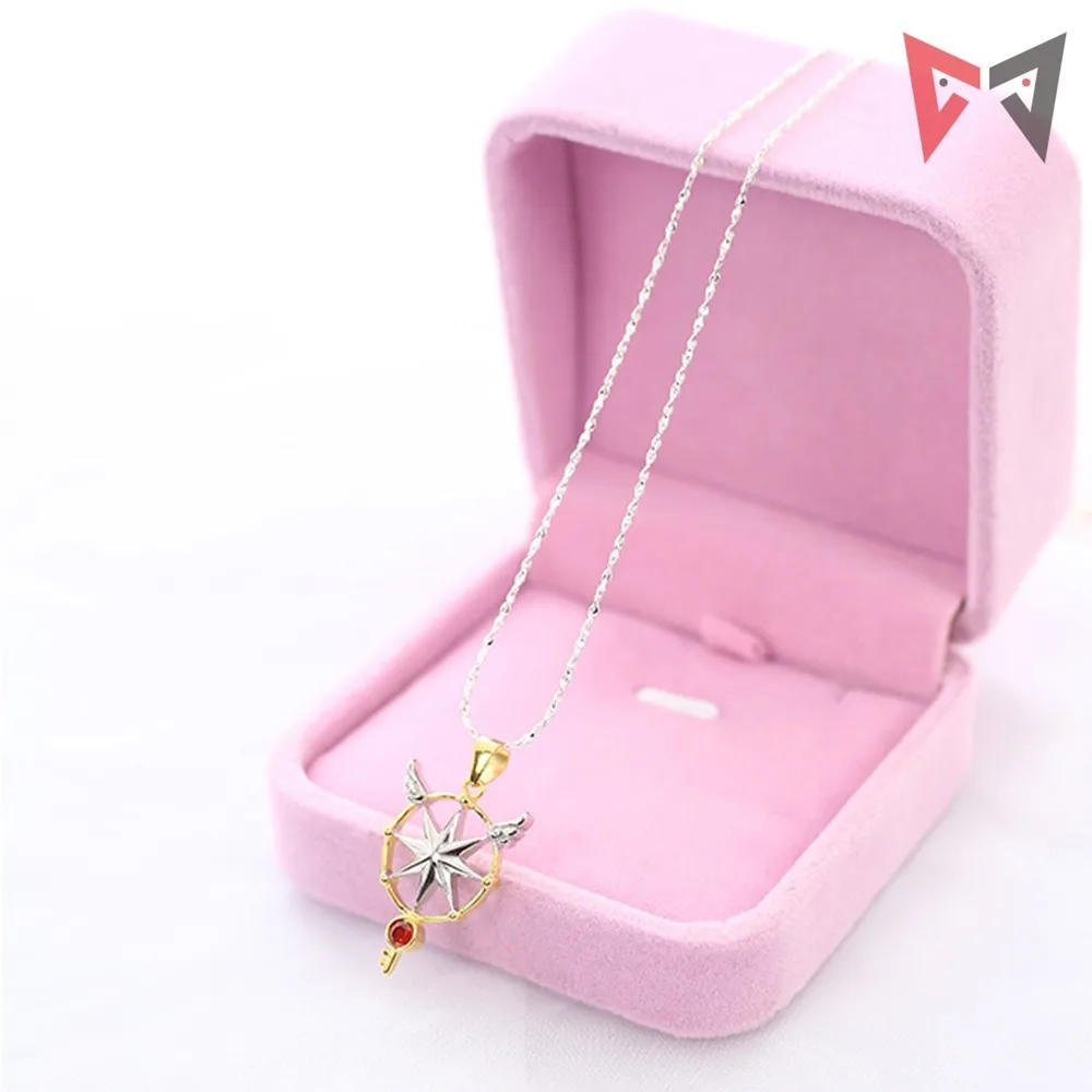 2018 MMGG Anime Pink Glod Necklace Card Captor CLEAR KINOMOTO SAKURA  Cosplay Pendant Accessory Jewelry