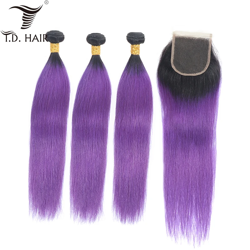 4x4 Closure With Baby Hair Straight Remy Ombre Bundles With