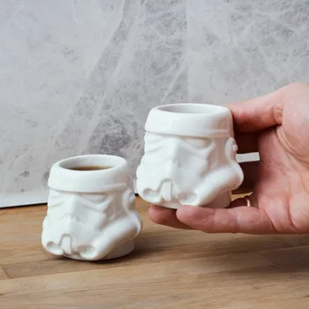 

White soilder ceramic coffee mugs mini tea cups 3D drinkware