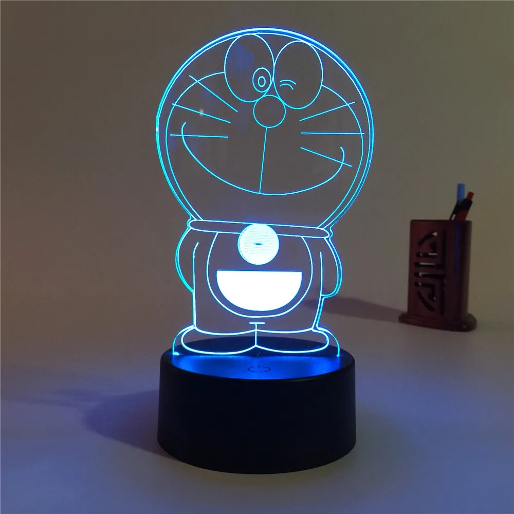 Doraemon 3D стерео лампа видения акриловая 7 цветов Изменение USB прикроватный ночник