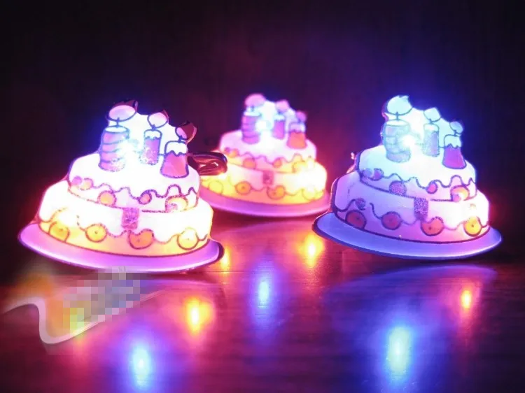150 Pcs Lot Nouveau Led Broches De Gateau D Anniversaire Pour Ornements Joyeux Anniversaire Fete Decoration Led Badge Allumer Jouets Aliexpress