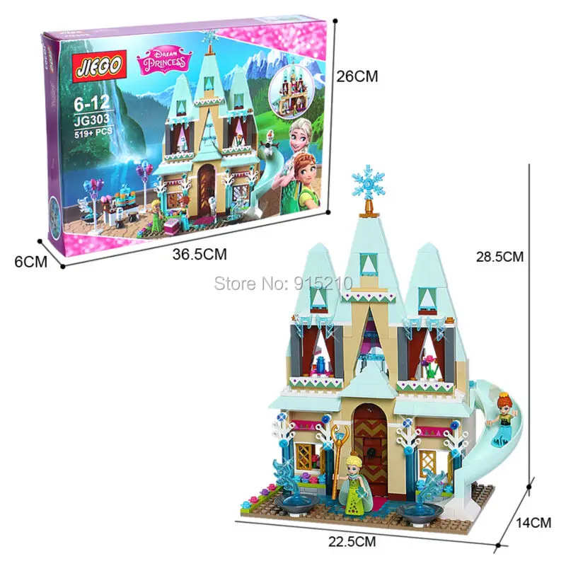 Anna Elsa s Sparkling Ice Castle Set Sleigh Adventure Princess Series Building Block Minifigure Girls Toy