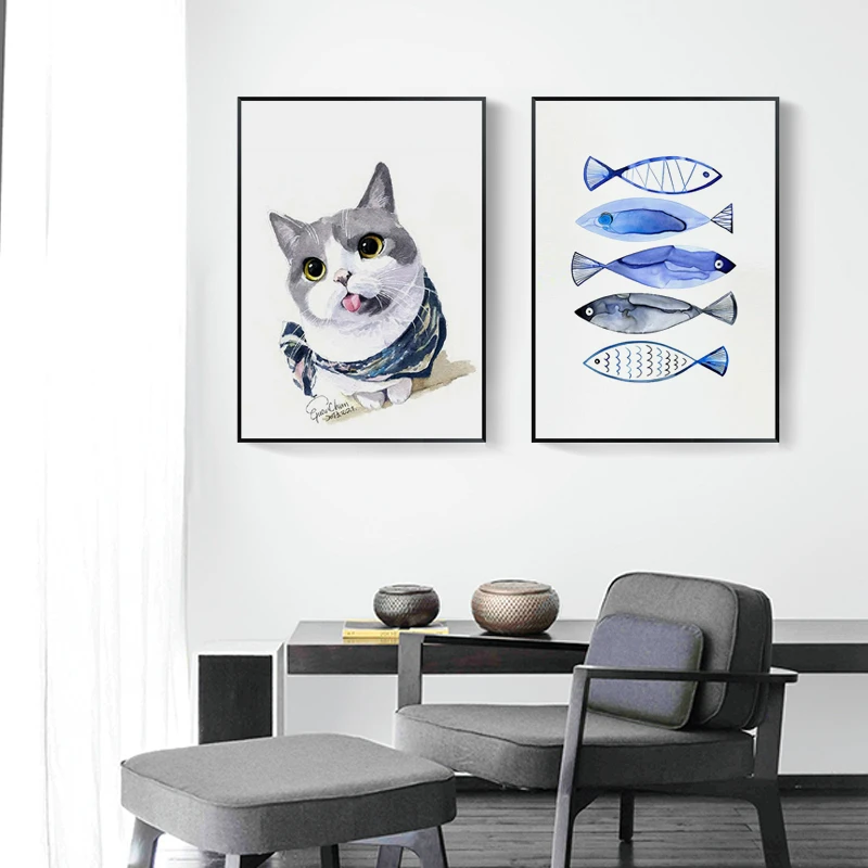 Nordic Cute Cat Oil Painting By Numbers DIY Canvas Home Decor Living Room Hand Painted Paints Wall Decoration | Дом и сад