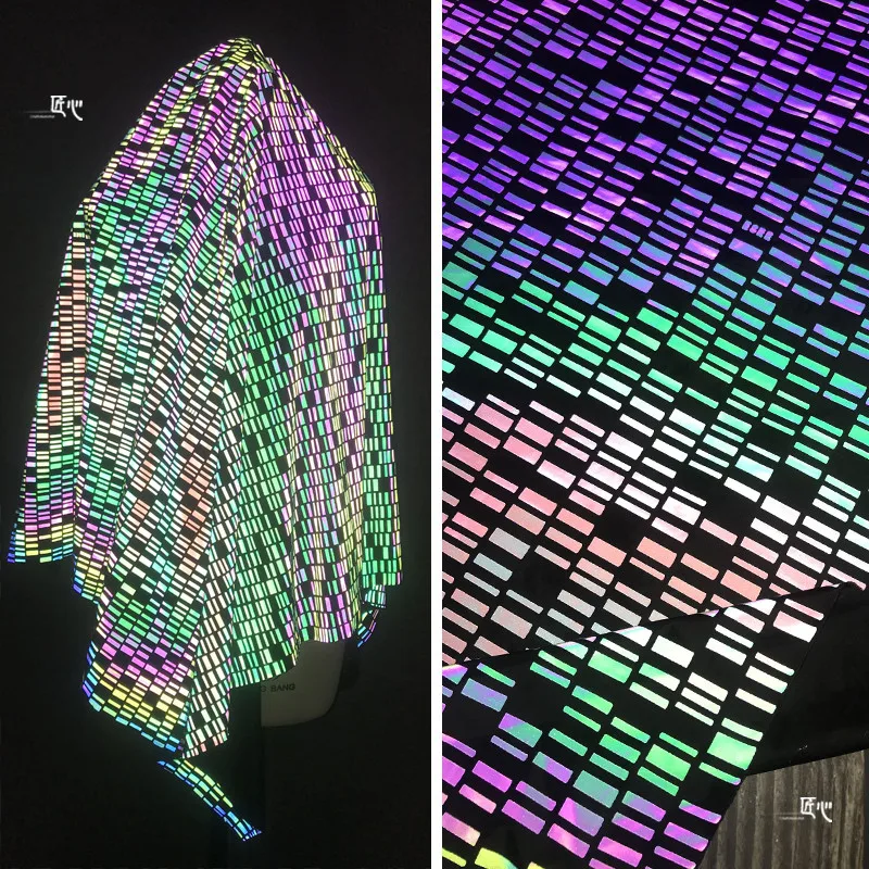 

50cm*140cm/piece Irregular lattice laser reflective warning reflective creative colorful designer fabrics