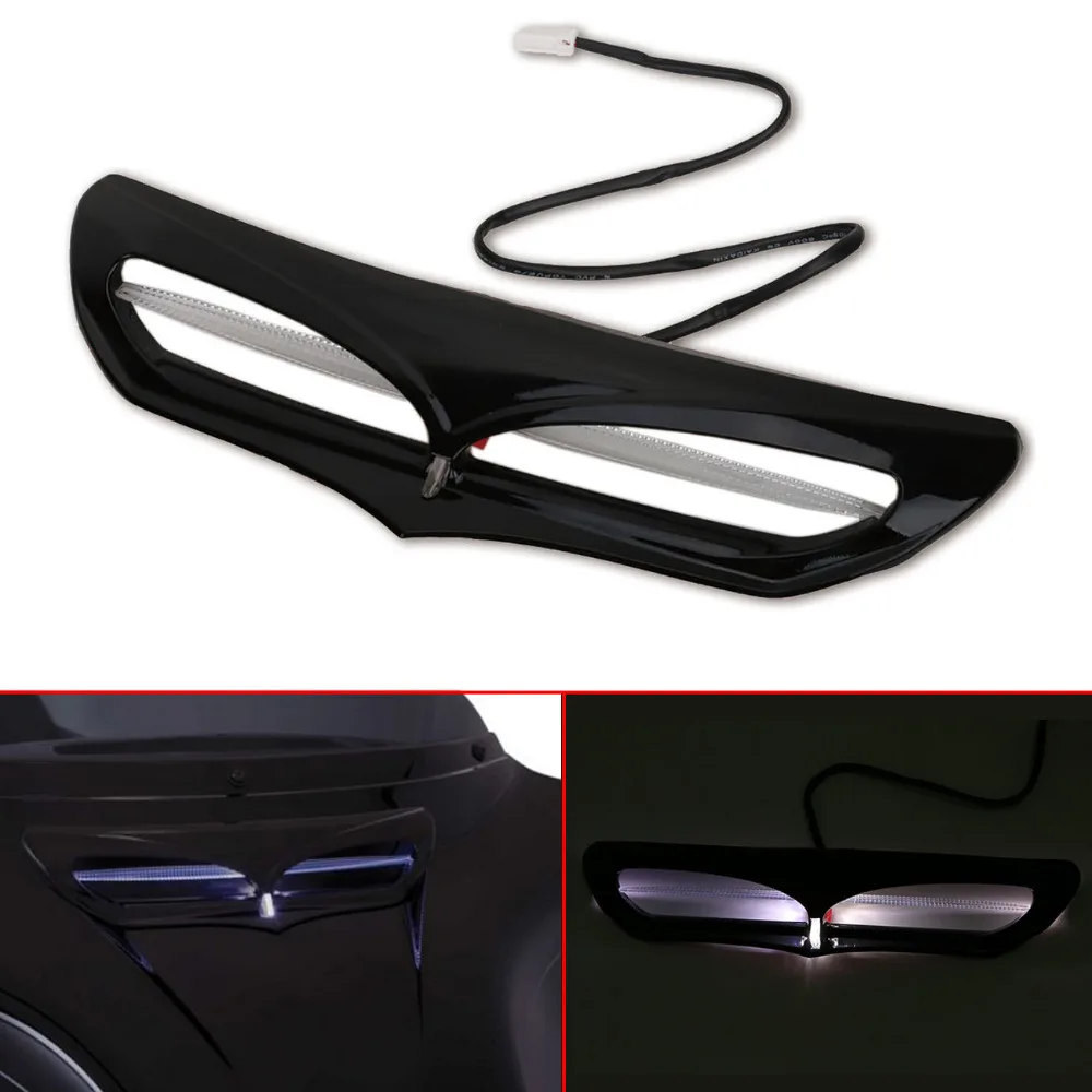 Черный LED подсветка обтекатель воздухозаборника Накладка дефлектора для Harley гастроли Электра скольжения улица скользить 2014-2017 15 16 С/5 Черный LED подсветка обтекатель воздухозаборника Накладка дефлектора для Harley гастроли Электра скольжения улица скользить 2014-2017 15 16 С/5
