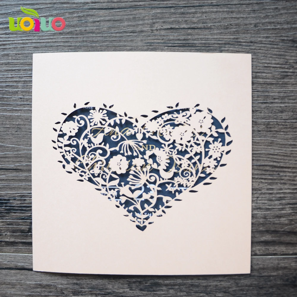

Luxurious handmade heart wedding invitation card traditional vintage invitation card cover printable with free shipping