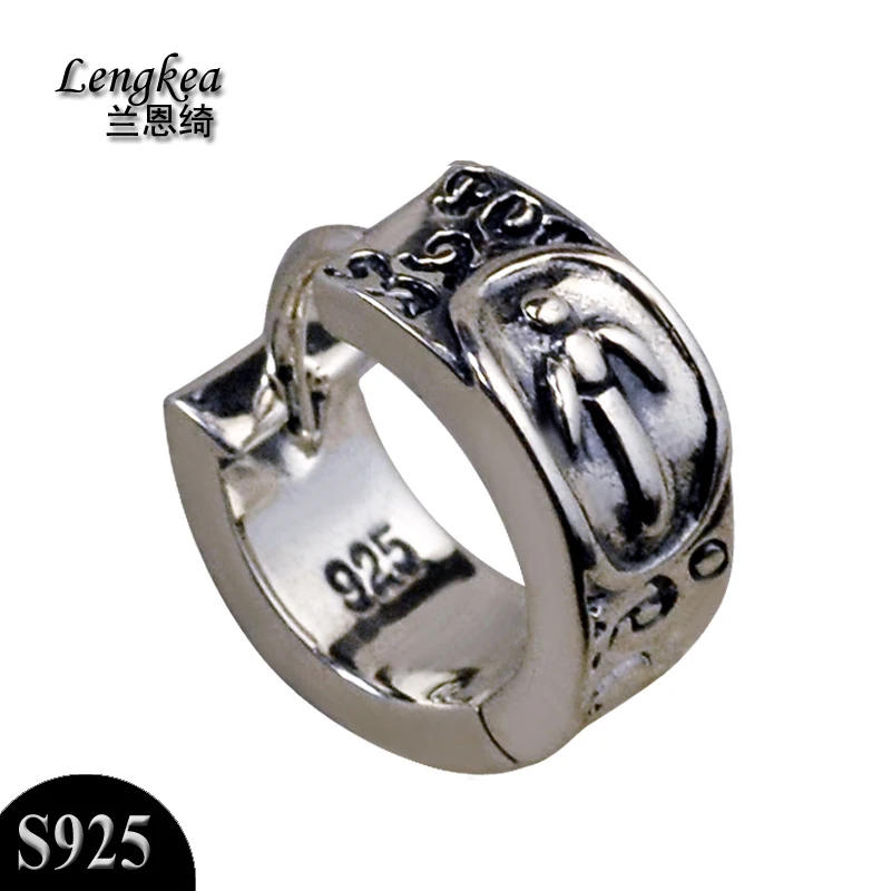 

Lengkea jewery men fashion cool earrings 925 sterling silver earrings buckle thai silver boys personalized ear accessories